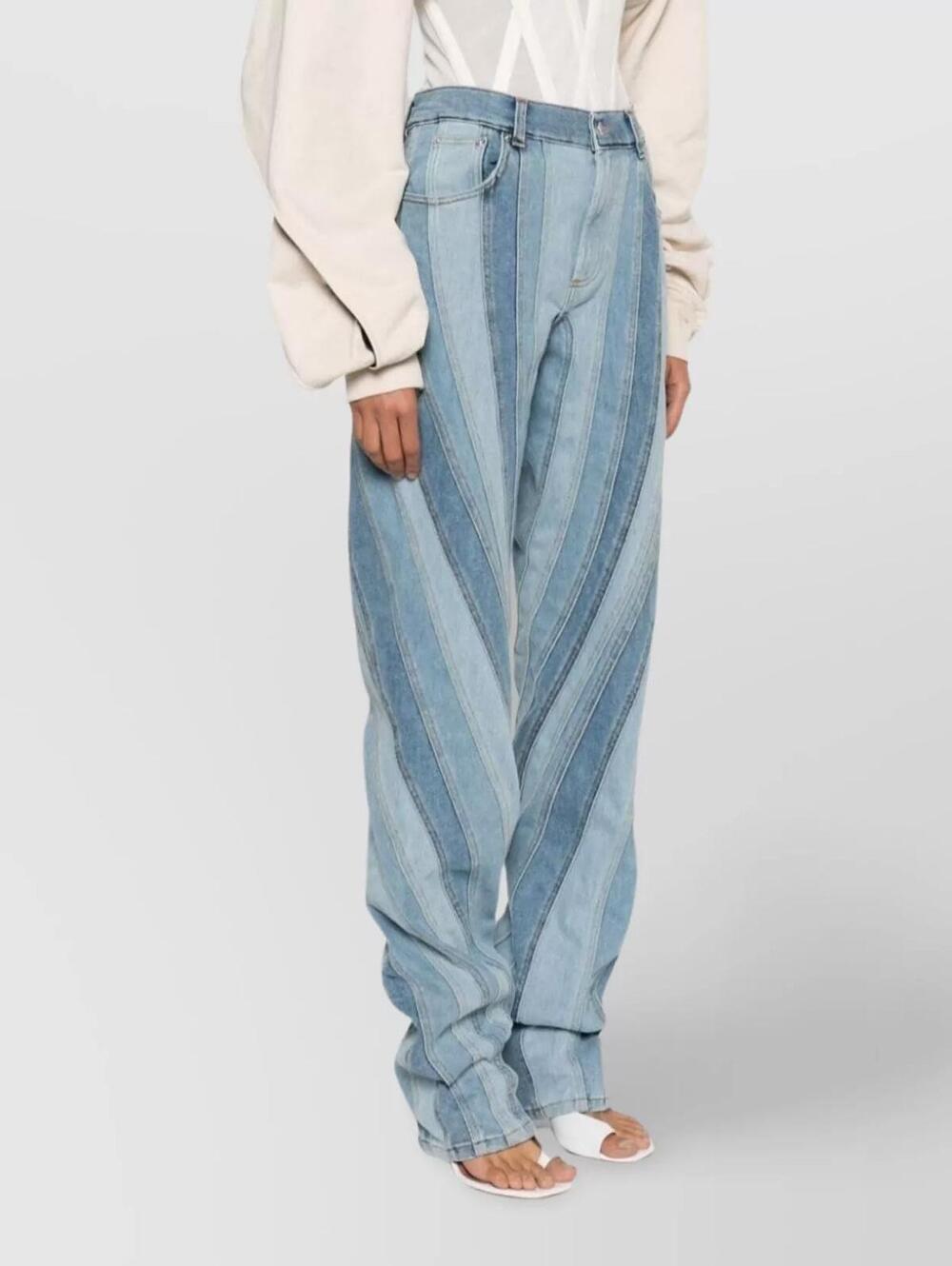Mugler Spiral Curve Jeans Women’s 46 NWT Blue Straight Leg